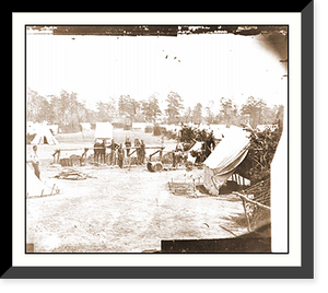 Historic Framed Print, Yorktown Va. vicinity. Headquarters of Gen. George B. McClellan Camp Winfield Scott,  17-7/8" x 21-7/8"