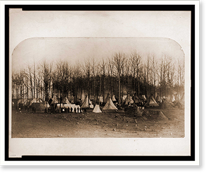 Vintage Military Print - Union Army camp showing large tents errected