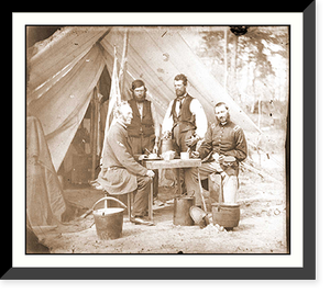 Historic Framed Print, Yorktown Va. vicinity. Group before the photographic tent at Camp Winfield Scott,  17-7/8" x 21-7/8"