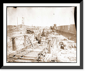 Historic Framed Print, Manassas Va. Orange and Alexandria Railroad wrecked by retreating Confederates,  17-7/8" x 21-7/8"