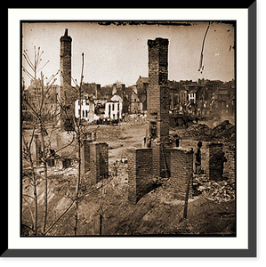 Historic Framed Print, Richmond Va. Chimneys standing in the burned district,  17-7/8" x 21-7/8"