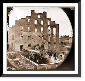 Historic Framed Print, Richmond Va. Ruins of paper mill; wrecked paper-making machinery in foreground,  17-7/8" x 21-7/8"