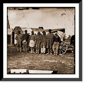 Historic Framed Print, Bermuda Hundred Va. African-American teamsters near the signal tower,  17-7/8" x 21-7/8"