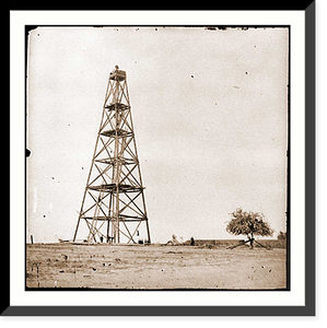 Historic Framed Print, Bermuda Hundred Va. Signal tower on left of the line near the Appomattox River,  17-7/8" x 21-7/8"