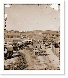 Antique Military - Atlanta - Georgia. Federal army wagons railroad depot