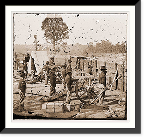 Historic Framed Print, Atlanta Georgia. Shermans men in Confederate fort,  17-7/8" x 21-7/8"