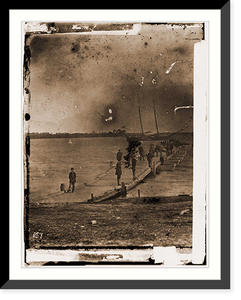 Historic Framed Print, Beaufort South Carolina. Erecting pontoon bridge across Port Royal River,  17-7/8" x 21-7/8"