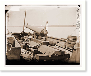 Antique Military - Bow Gun on Confederate gunboat Teazer captured