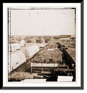 Historic Framed Print, Charleston South Carolina (vicinity). Interior view of Fort Wagner showing quarters,  17-7/8" x 21-7/8"