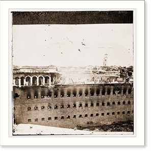 Vintage Military Print - Fort Morgan Alabama. Ruins of fort