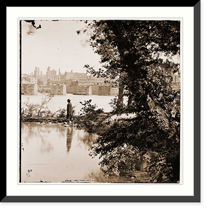 Historic Framed Print, Richmond Virginia. View of burned district and ruins of Mayos bridge from across th,  17-7/8" x 21-7/8"