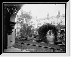 Historic Framed Print, Court of the [Hotel] Alcazar,  17-7/8" x 21-7/8"