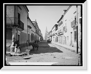 Historic Framed Print, Street in Guadalajara,  17-7/8" x 21-7/8"