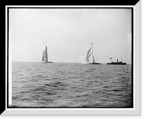 Historic Framed Print, Columbia and Shamrock I after the start, Oct. 19, '99,  17-7/8" x 21-7/8"