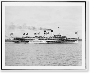 Vintage Nautical Print - Detroit - Steamer Tashmoo, Dewey Naval Parade