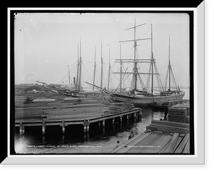 Historic Framed Print, Lumber wharfs, St. John's River, Jacksonville, Fla.,  17-7/8" x 21-7/8"