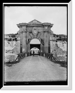 Historic Framed Print, Entrance to Cabanas Castle, Havana,  17-7/8" x 21-7/8"