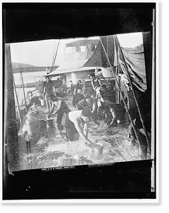 Antique Maritime - Battleships - U.S.S. Yankee, wash day