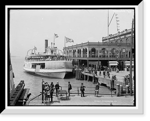 Historic Framed Print, Belle Isle [Park] ferry dock, Detroit,  17-7/8" x 21-7/8"