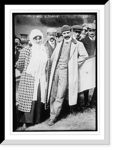 Historic Framed Print, Mr. and Mrs. L. Bleriot, with crowd,  17-7/8" x 21-7/8"