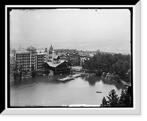 Lake Mohonk House from sky top path, Antique Poster