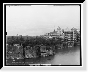 Lake Mohonk House from sky top path - 2, Antique Print