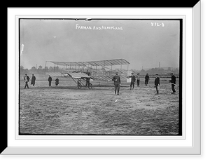 Historic Framed Print, Farman, others, and flying machine, on field,  17-7/8" x 21-7/8"