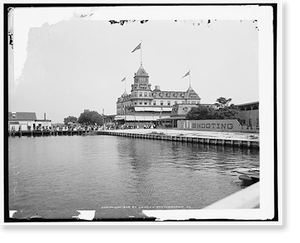 Vintage Nautical Print - Steamboats - Steamer landing at Rockaway