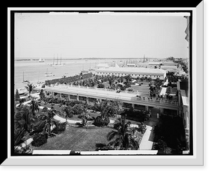 Historic Framed Print, Gardens of Colonial Hotel and the harbor, Nassau, Bahama Islands,  17-7/8" x 21-7/8"