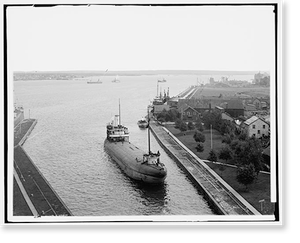 Vintage Landscape - Sault Ste. Marie, Michigan - St. Mary's River south