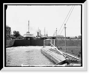 Looking up and down Saint Mary's canal, Mich, Antique Print