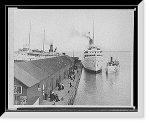 Historic Framed Print, Dock and Mission Point, Mackinac Island, Mich.,  17-7/8" x 21-7/8"