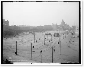 Antique Photo Print - Brooklyn - Williamsburg Bridge Plaza, N.Y (2)
