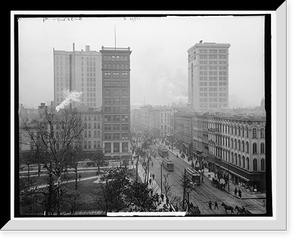Historic Framed Print, Court Square in Main St., Memphis, Tenn.,  17-7/8" x 21-7/8"