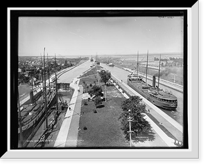 Historic Framed Print, General view of locks, Sault Ste. Marie,  17-7/8" x 21-7/8"