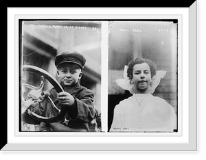 Historic Framed Print, R.E. Peary, Jr. at Sydney, drivers wheel in hand,  17-7/8" x 21-7/8"