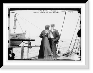 Historic Framed Print, Mr. and Mrs. Peary on deck of "Roosevelt", Sydney,  17-7/8" x 21-7/8"