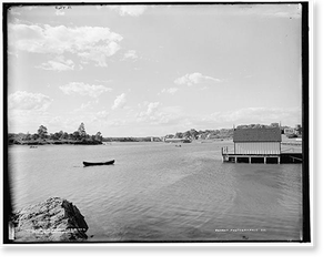 Antique Scenic Print - On the Kennebunk River, Kennebunkport, Maine