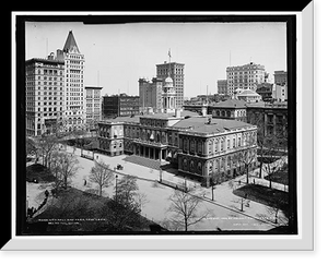 Historic Framed Print, City Hall and park, New York,  17-7/8" x 21-7/8"