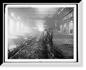 Historic Framed Print, Casting pig iron, Iroquois smelter, Chicago,  17-7/8" x 21-7/8"