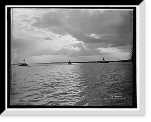Jackstraw Light i.e. Jack Straw, sunset, Thousand Islands, Antique Wall Art
