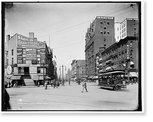 Vintage Street Scene - Buffalo - Main Street, N.Y - Historic Wall Art Gift