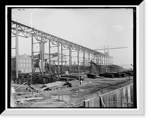 Historic Framed Print, Travelling crane, Cramp's ship yard, Philadelphia,  17-7/8" x 21-7/8"