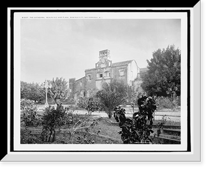 Historic Framed Print, Cathedral (begun 1512) and plaza, Domingo City, San Domingo, W.I.,  17-7/8" x 21-7/8"