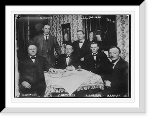 Historic Framed Print, G. Berry, J.L. Sullivan, F. Hawley, S. Gompers, A.E. Parker, and H.D. Nolan seated around table,  17-7/8" x 21-7/8"
