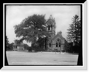 Historic Framed Print, Entrance to Spring Grove Cemetery, Cincinnati, Ohio,  17-7/8" x 21-7/8"