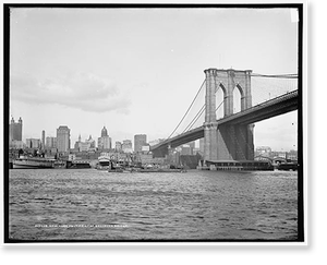 Antique Photo Print - New York City - New York abutment of Brooklyn