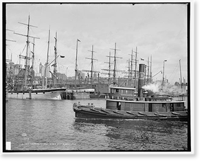 Vintage Landscape - New York City - Shipping at East River docks