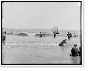 Vintage Landscape - In the surf at York Beach, Maine