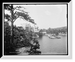 Lake Mohonk Mountain House from trail to Eagle Cliff Classic, Antique Print